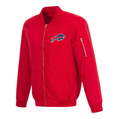 Buffalo Bills Full Zip Primary Logo Bomber Jacket In Red - Front View