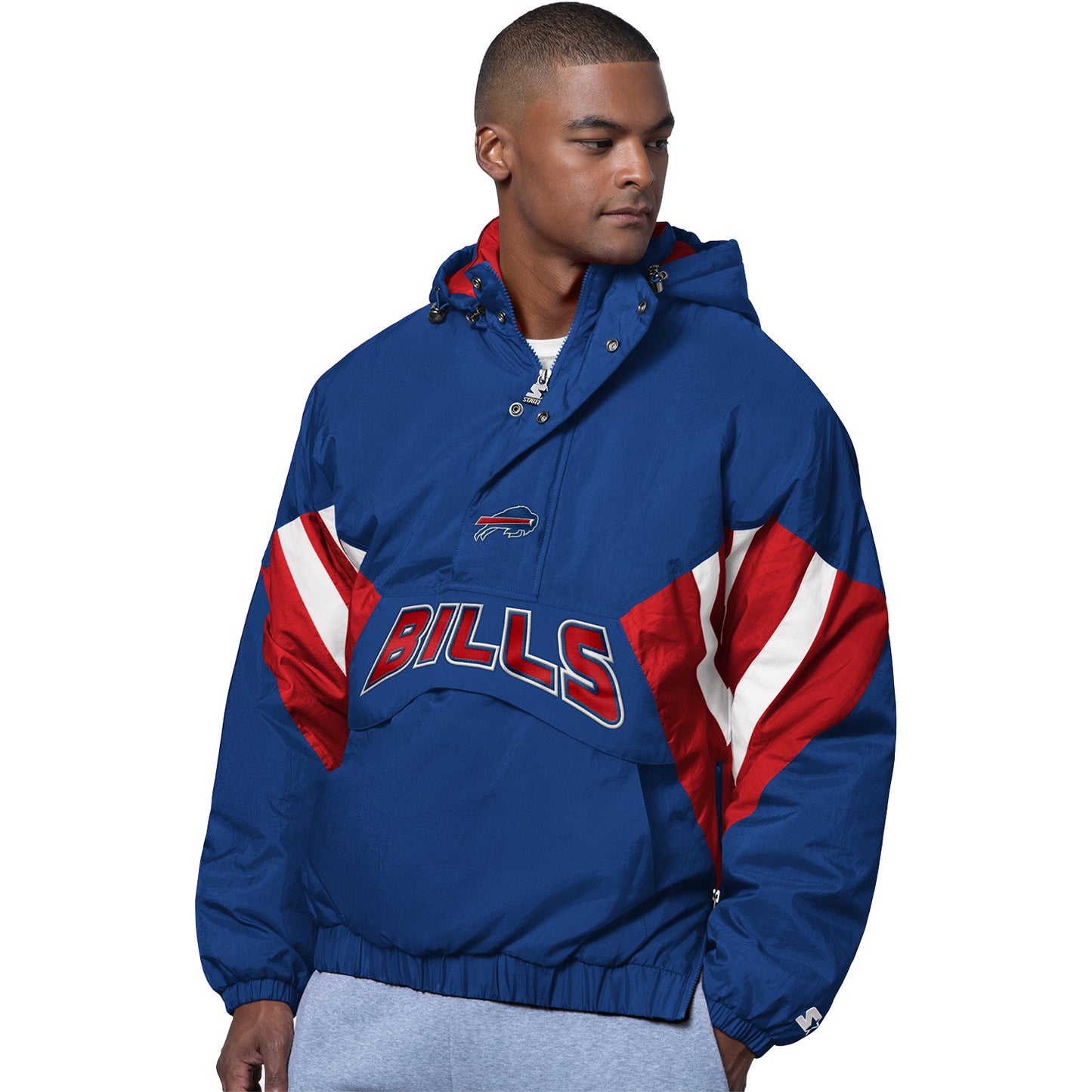 Buffalo Bills Starter 1/2 Zip Lineup Pullover In Blue - Front View