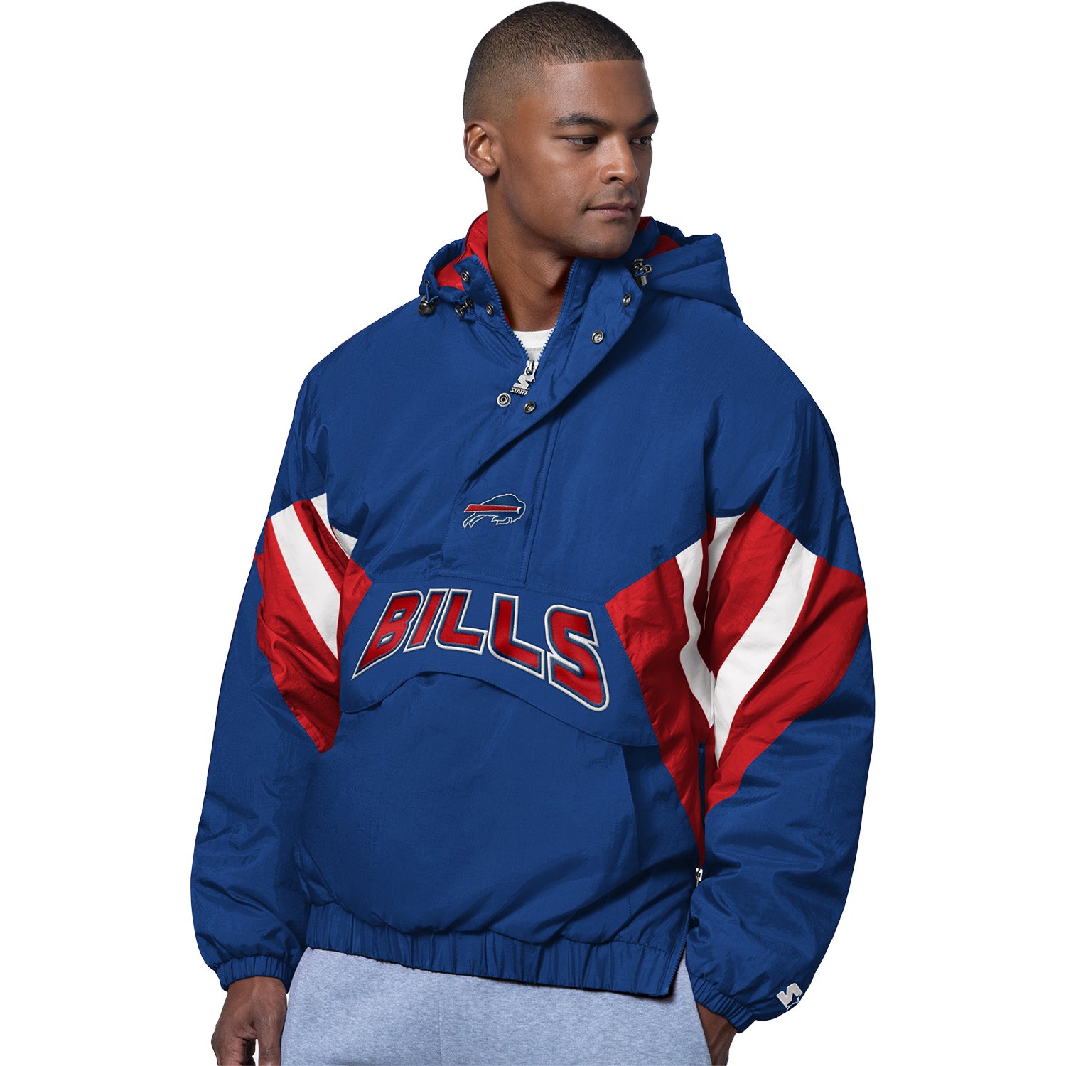 Buffalo Bills Starter 1/2 Zip Lineup Pullover In Blue - Front View