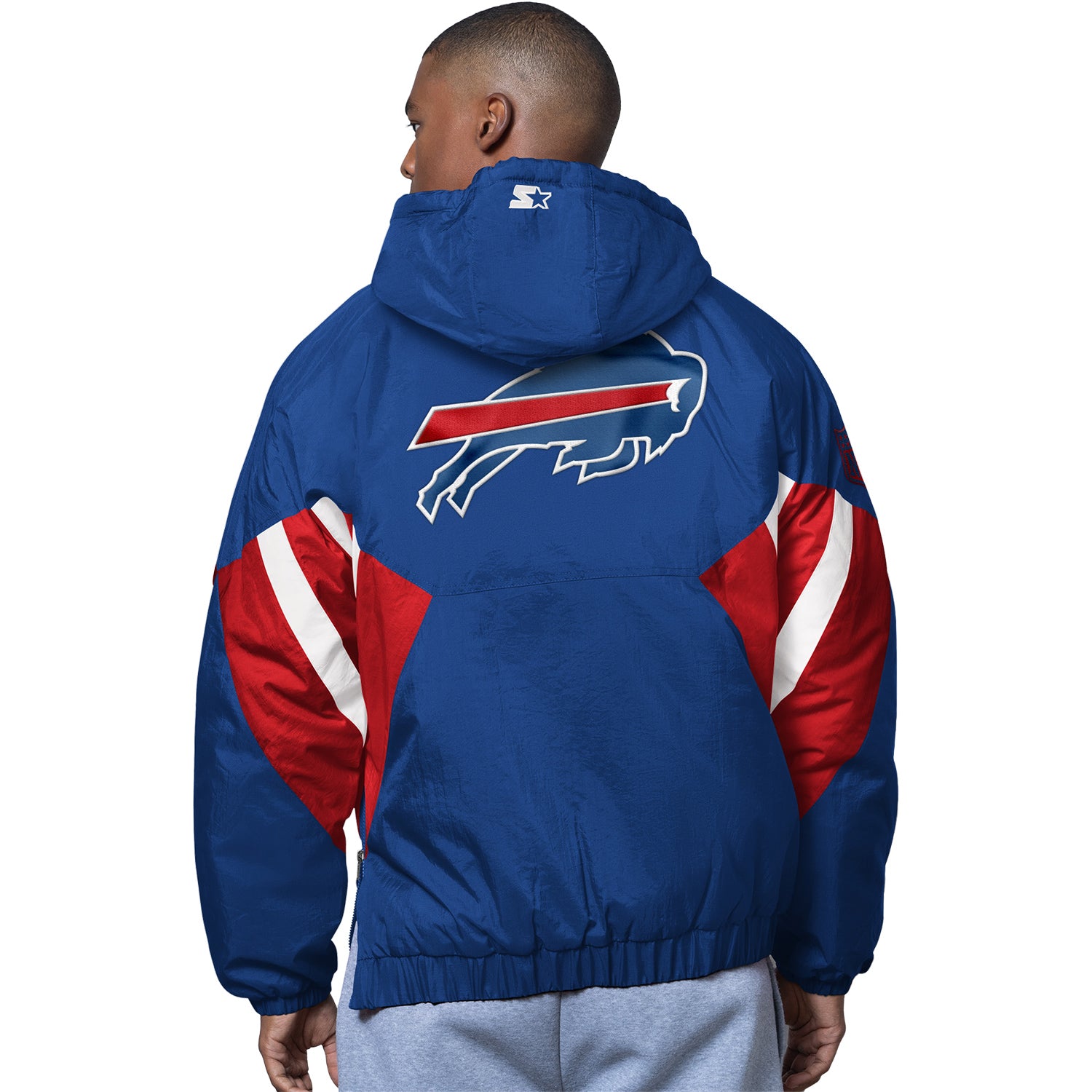 Buffalo Bills Starter 1/2 Zip Lineup Pullover In Blue - Back View