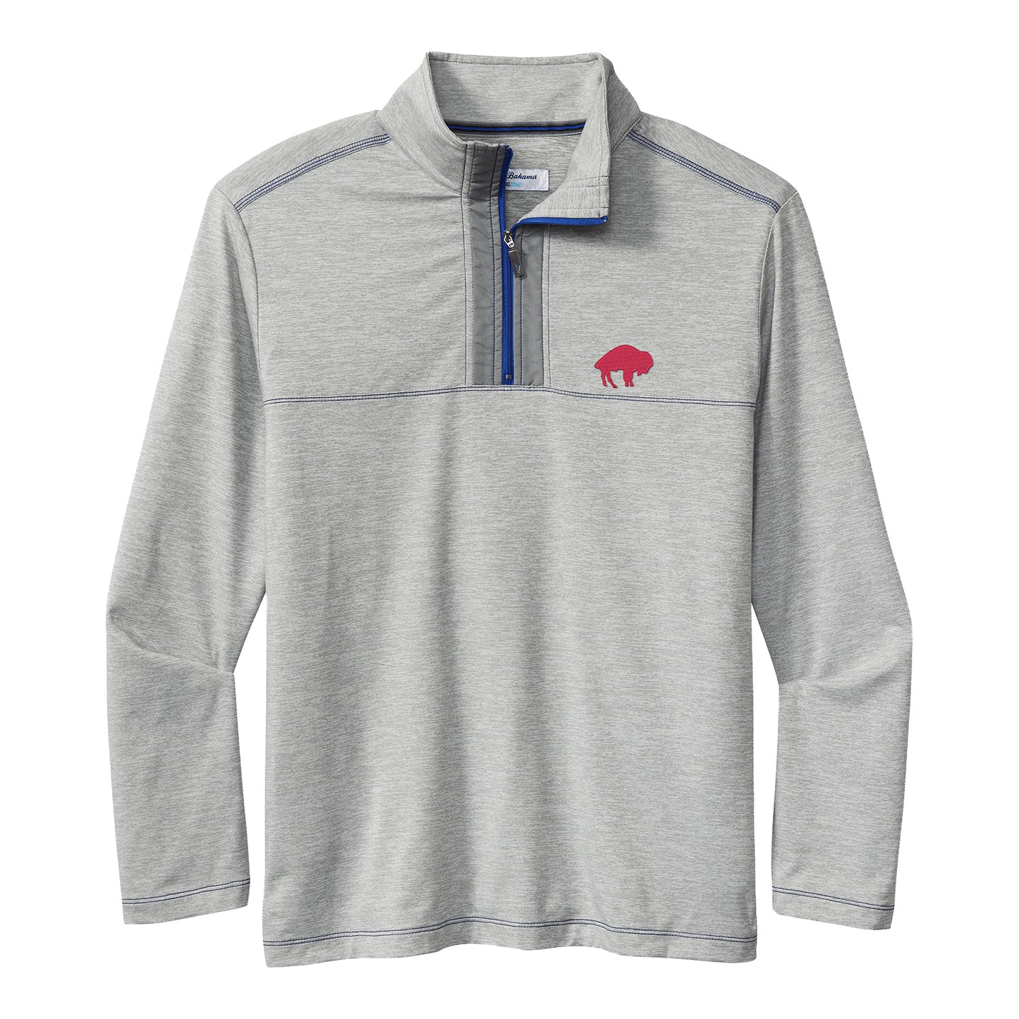 Buffalo Bills Tommy Bahama High Score 1/2 Zip Pullover In Grey - Front View
