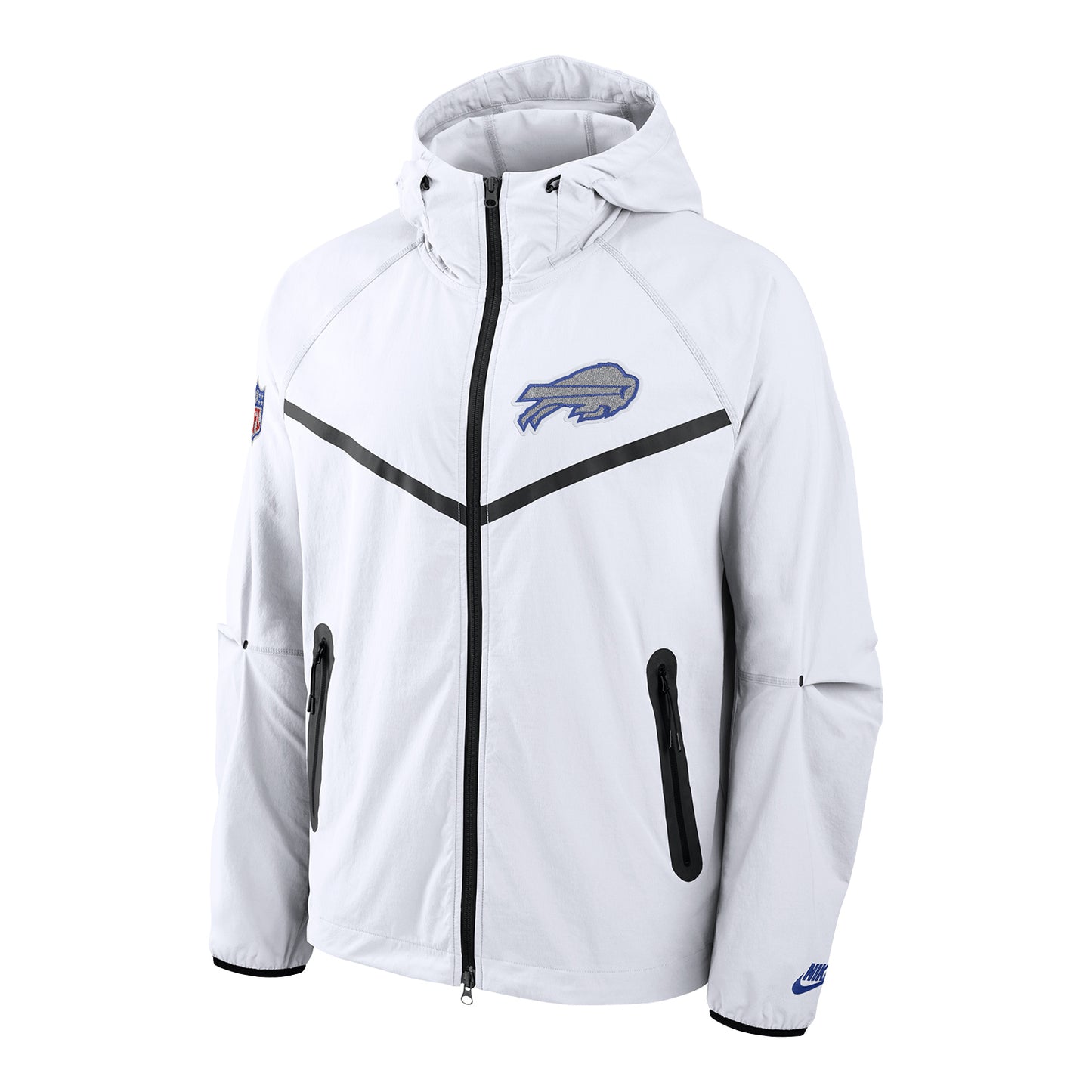 Buffalo Bills Nike Elevated Rivalry Full Zip Hoodie In White - Front View