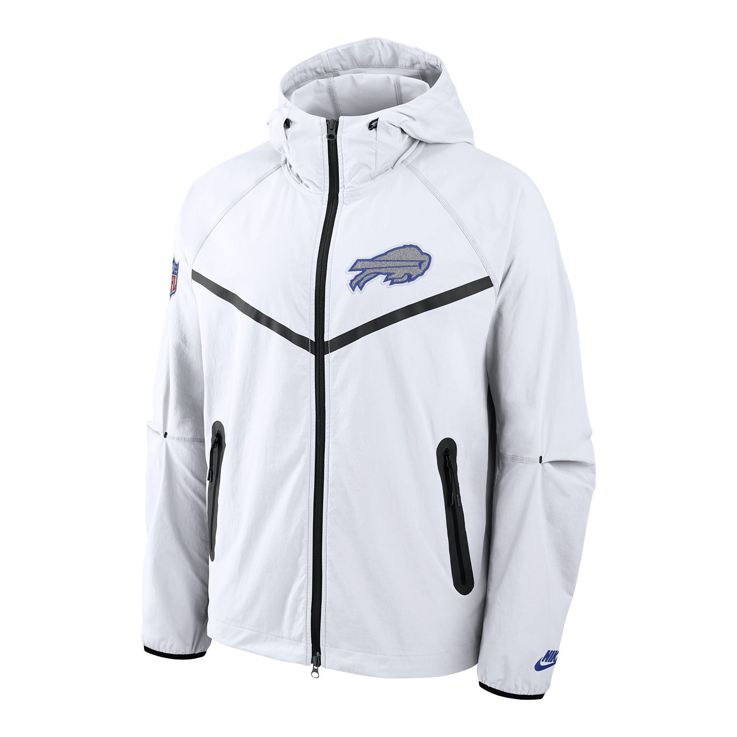 Buffalo Bills Nike Elevated Rivalry Full Zip Hoodie In White - Front View