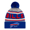 New Era Bills Knit Hat with Cuff In Blue, Grey, Red & White - Front View