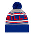 New Era Bills Knit Hat with Cuff In Blue, Grey, Red & White - Back View