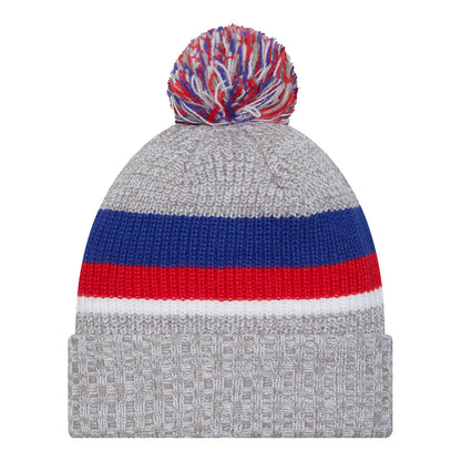 New Era Bills Heathered Pom Knit Hat In Grey - Back View