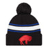 New Era Bills Fold Retro Logo Knit Hat In Black - Front View