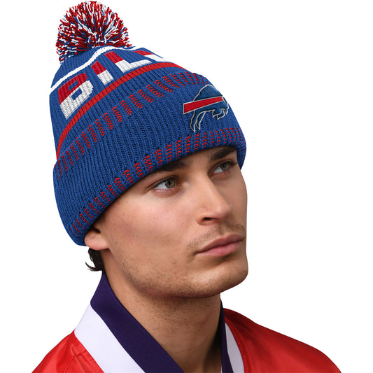 Buffalo Bills Starter Camo Cuff Knit Hat In Blue - Front View