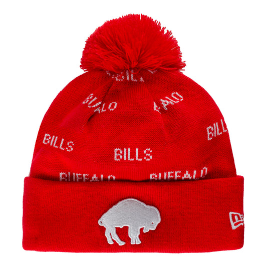 Bills New Era Retro Scatter Knit Hat In Red - Front View