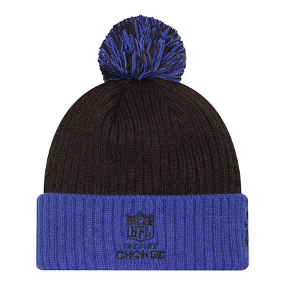 New Era 2024 Inspire Change Knit Hat In Blue & Black - Back View