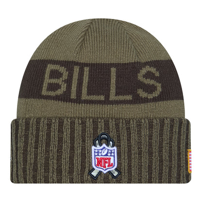 Bills New Era 2025 Salute to Service Knit Hat In Green - Back View