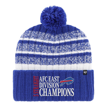 '47 Brand Buffalo Bills 5x AFC East Division Champions Knit Hat In Blue & White - Front View