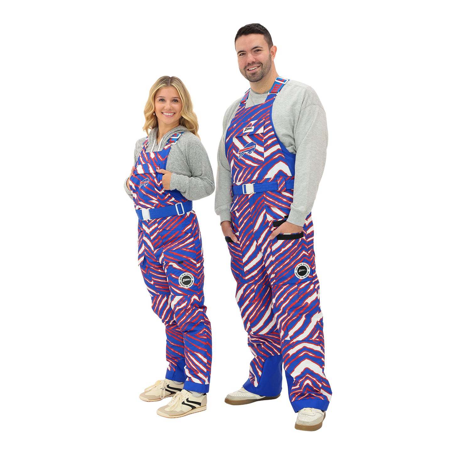 Buffalo Bills Zubaz Print Snow Bib In Multi-Color - Male & Female Model Front View