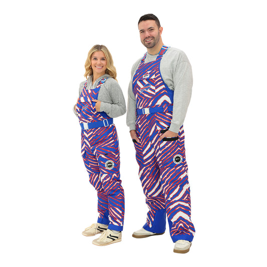 Buffalo Bills Zubaz Print Snow Bib In Multi-Color - Male & Female Model Front View