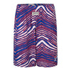 Zubaz Bills Zebra Print Shorts in Red, White and Blue - Front View
