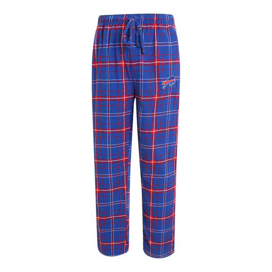 Big & Tall Bills Team Plaid Pajama Pant In Blue & Red - Front View 