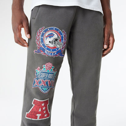 New Era Bills Crest Oversized Sweatpants In Grey - Front Side View