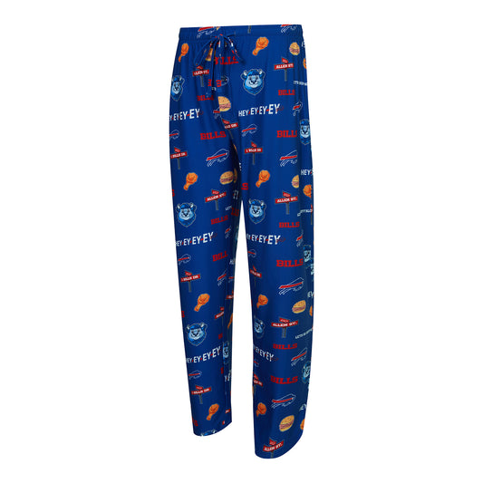 Buffalo Bills Concepts Sport All Over Print Pajama In Blue - Front View