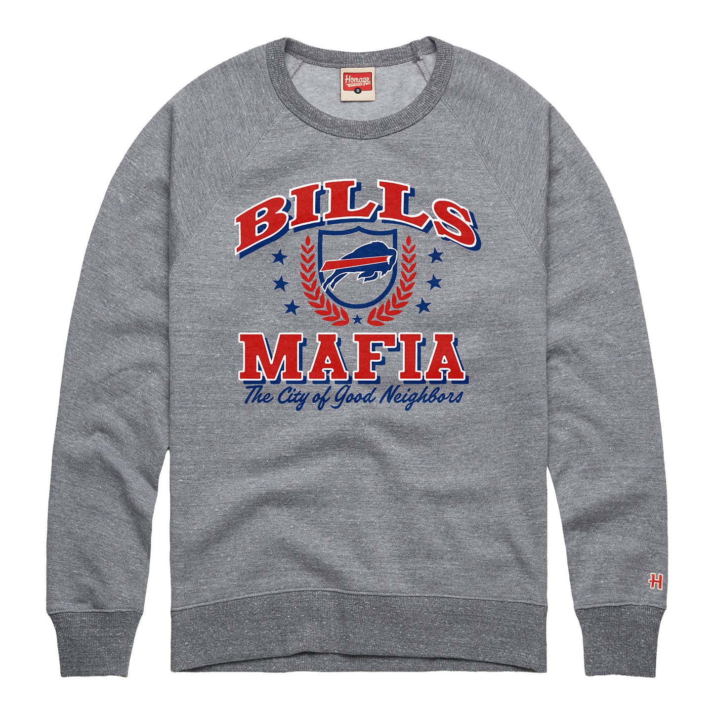 Homage Bills Mafia Crest Crew In Grey - Front View