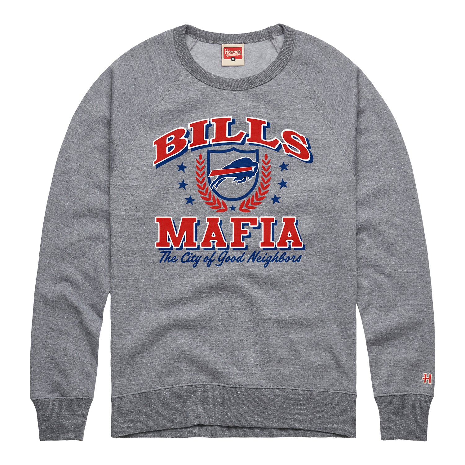 Homage Bills Mafia Crest Crew In Grey - Front View