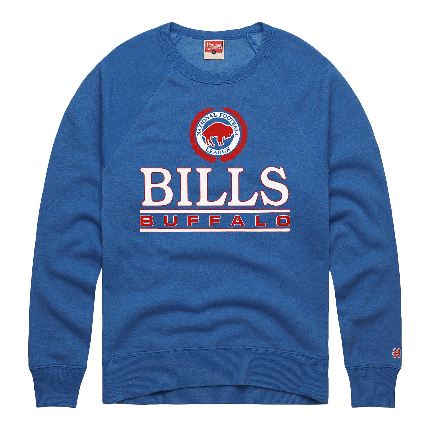 Buffalo Bills Homage Classic Crest Crewneck Sweatshirt In Blue - Front View