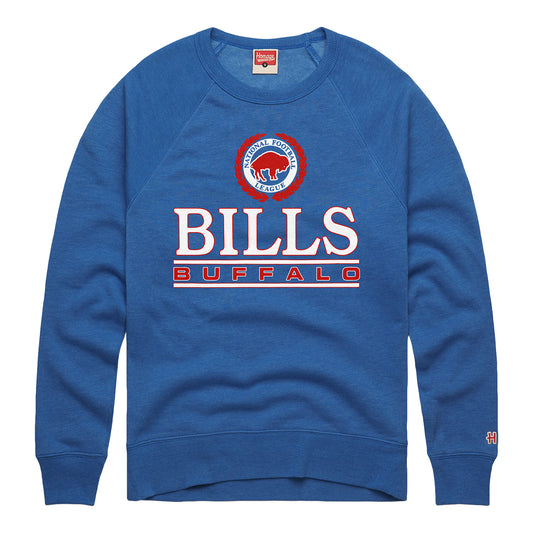 Buffalo Bills Homage Classic Crest Crewneck Sweatshirt In Blue - Front View