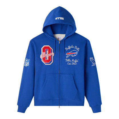 Buffalo Bills OVO Full Zip Hoodie In Blue - Front View