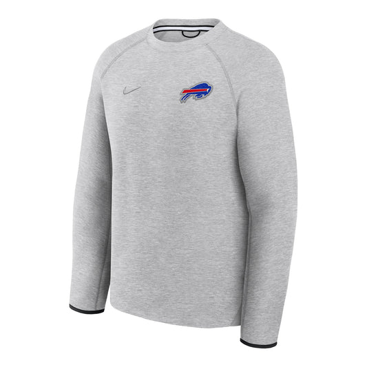 Buffalo Bills Nike Quick Whistle Tech Crewneck Sweatshirt In Grey - Front View