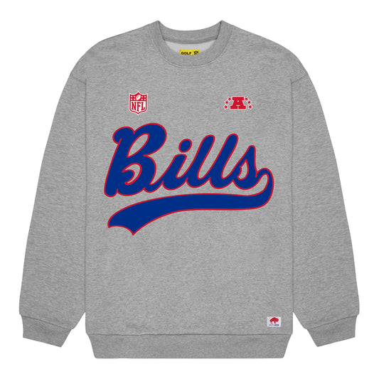 Buffalo Bills GOLF WANG x Bills Throwback Unisex Crewneck Sweatshirt In Grey - Front View
