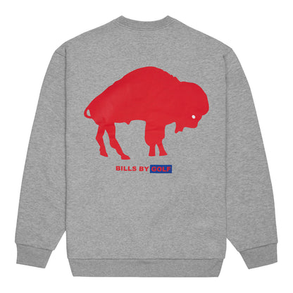 Buffalo Bills GOLF WANG x Bills Throwback Unisex Crewneck Sweatshirt In Grey - Back View