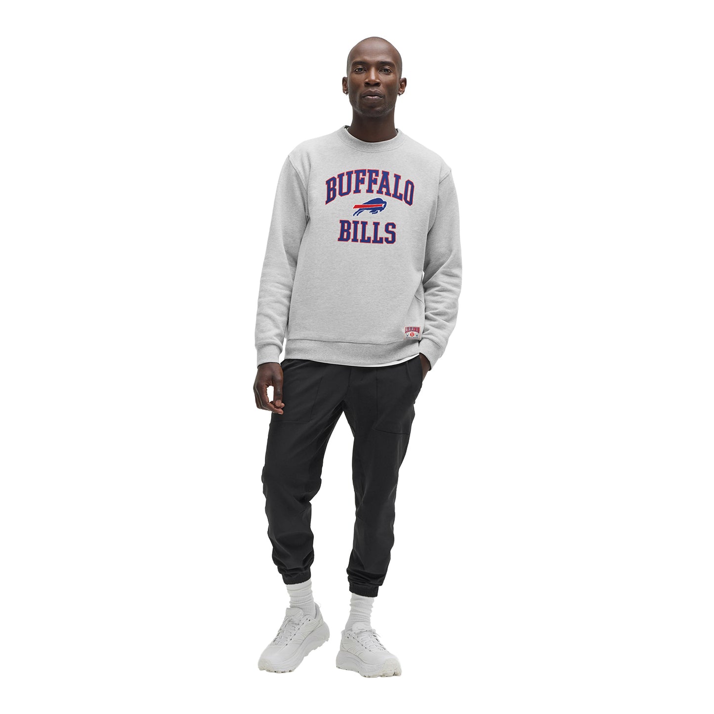 Buffalo Bills Lululemon Steady State Crewneck In Grey - Front View