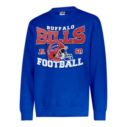 Buffalo Bills Red Helmet Big Time Crewneck Sweatshirt In Blue - Front View