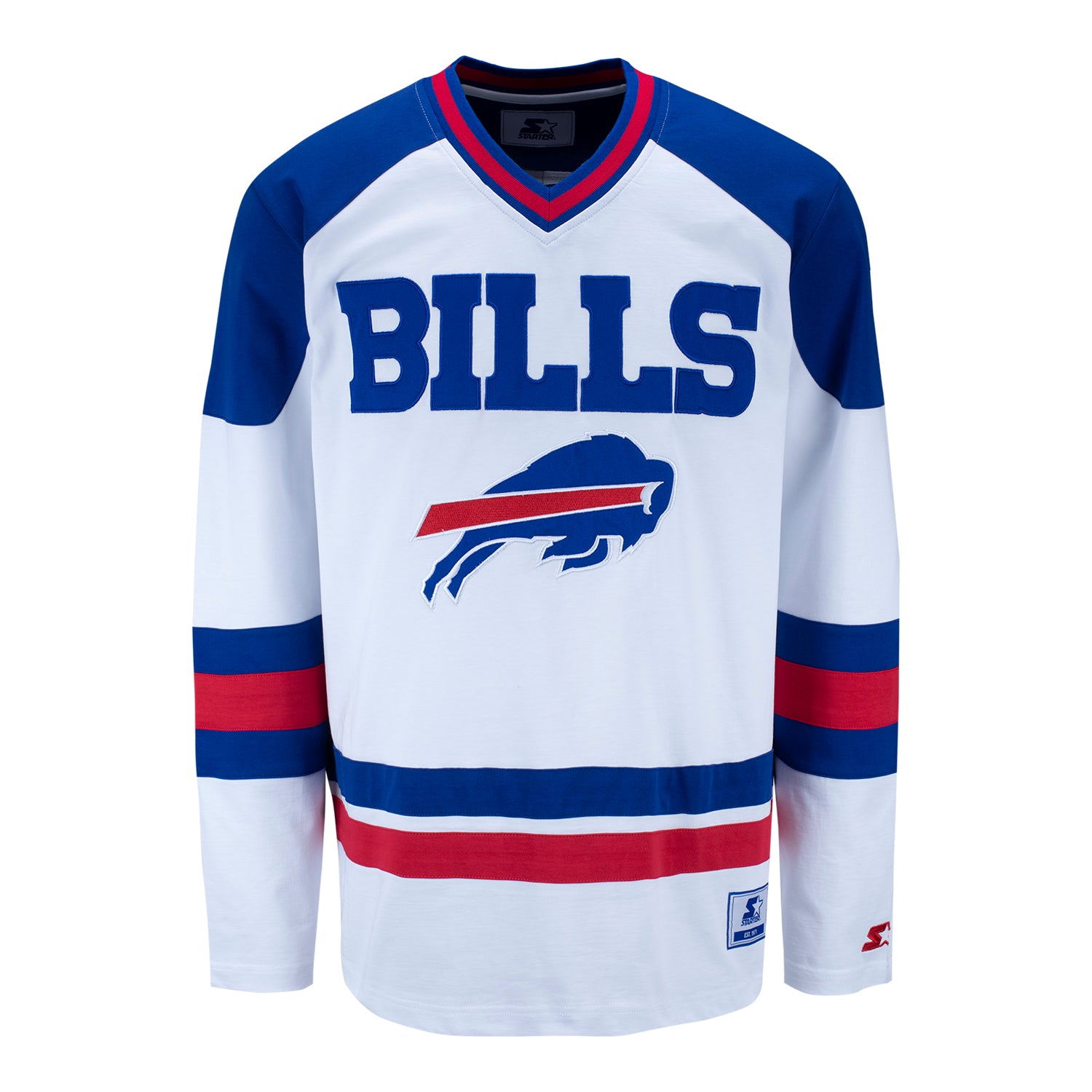 Starter Buffalo Bills Hockey Jersey Pullover Sweatshirt In White - Front View