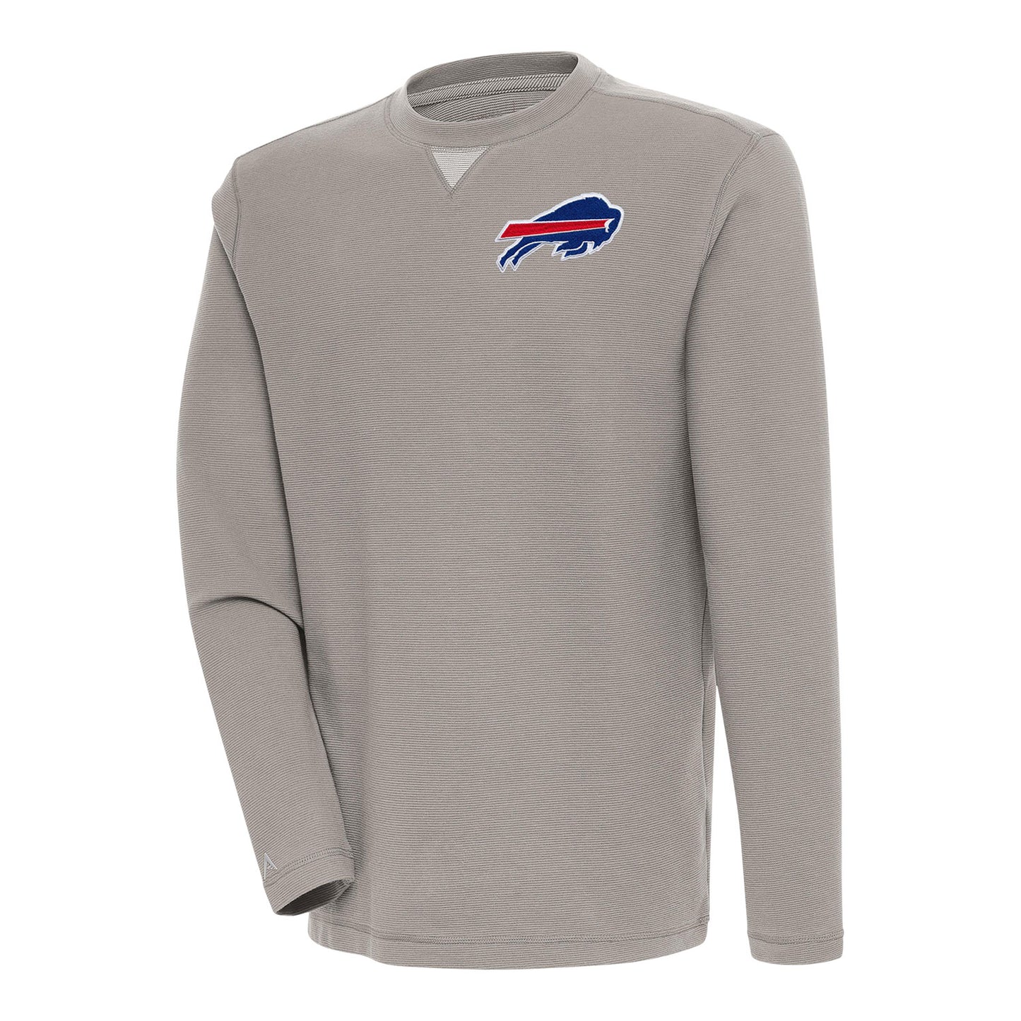 Antigua Bills Flier Bunker Crewneck Sweatshirt In Grey - Front View