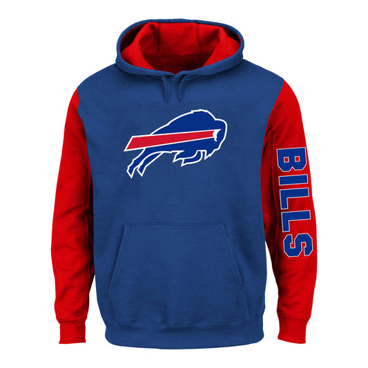 Big & Tall Bills Contrast Pullover Sweatshirt In Blue & Red -  Front View