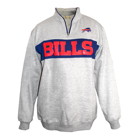 Big & Tall Bills Contrast Wordmark 1/4 Zip Jacket In Grey - Front View