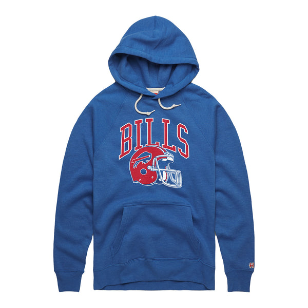 Homage Buffalo Bills Helmet Wordmark Pullover Sweatshirt In Blue - Front View