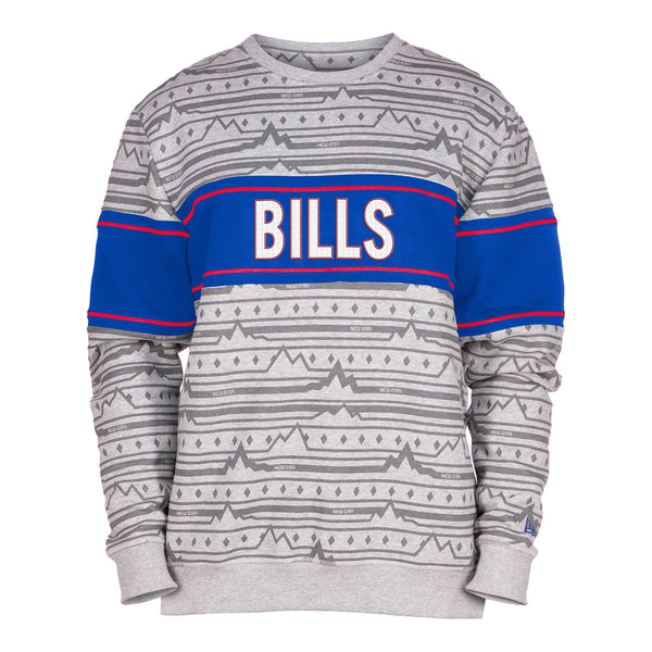 New Era Buffalo Bills Alpine Crewneck Sweatshirt In Grey - Front View