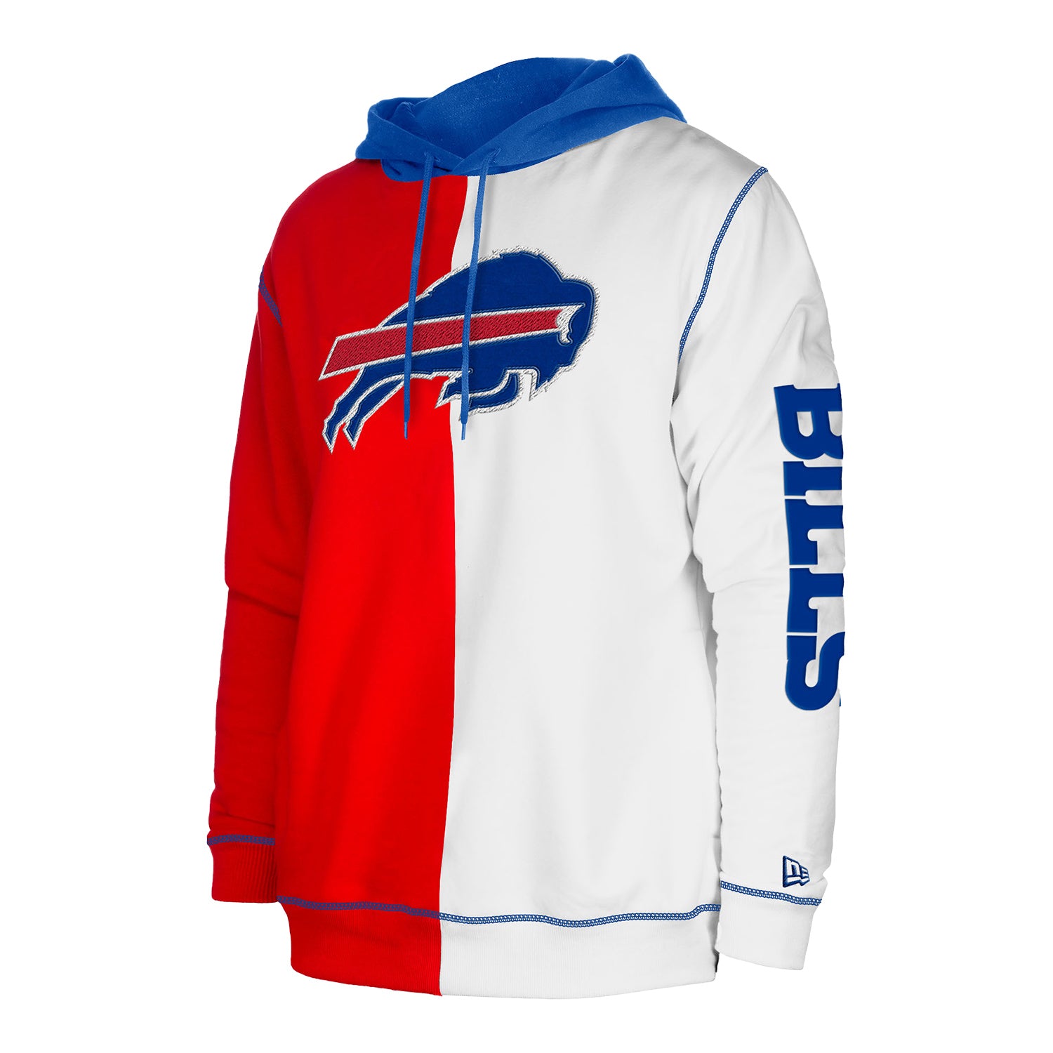 New Era Buffalo Bills Panel Pullover Sweatshirt In Red & White - Front View