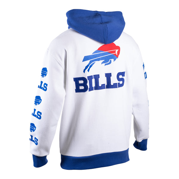 Icer Brands Buffalo Bills Gradient Sweatshirt In White, Red & Blue - Back View