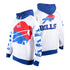 Icer Brands Buffalo Bills Gradient Sweatshirt In White, Red & Blue - Combined Front & Back View