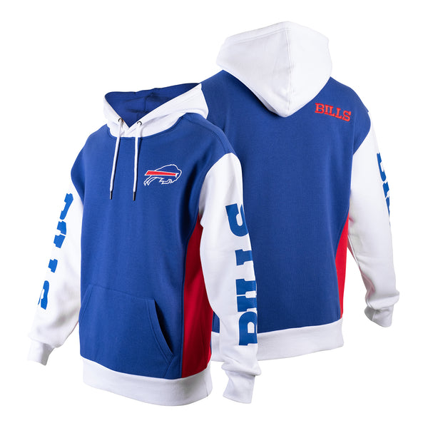 Icer Brands Buffalo Bills Wordmark Sweatshirt In Blue & White - Combined Front & Back View