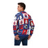 FOCO Buffalo Bills Holiday Square Ugly Sweater Crewneck In Blue, Red & White - Back View On Model