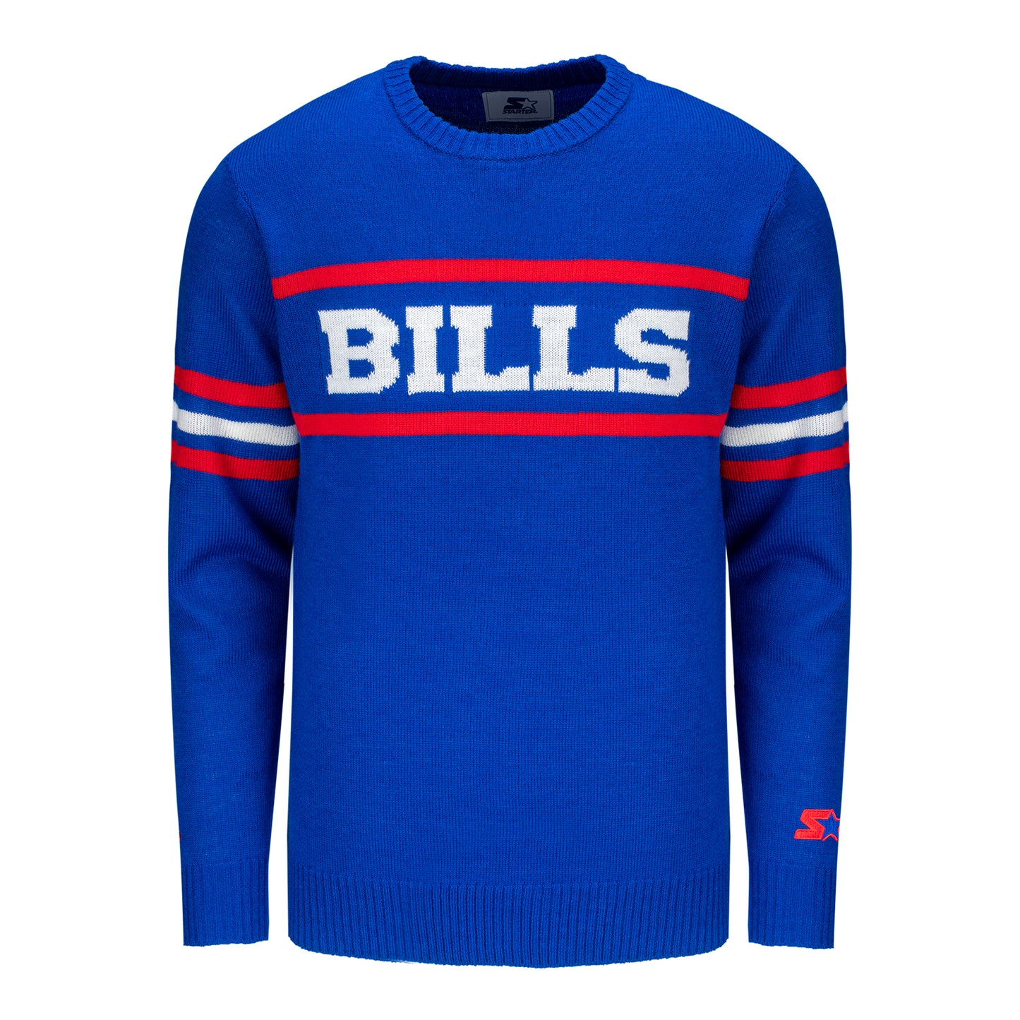 Buffalo Bills Starter Crew Coaches Box Sweater In Blue - Front View