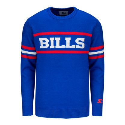 Buffalo Bills Starter Crew Coaches Box Sweater In Blue - Front View