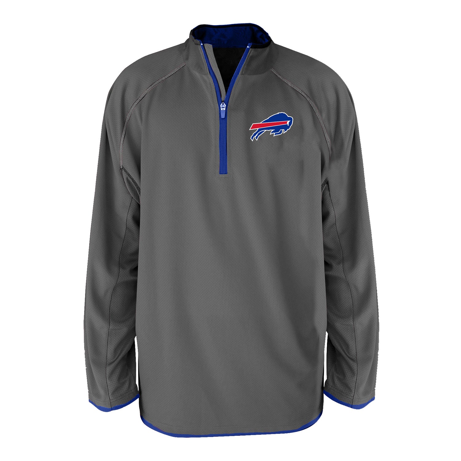 Buffalo Bills Big and Tall Primary Logo 1/4 Zip In Grey - Front View