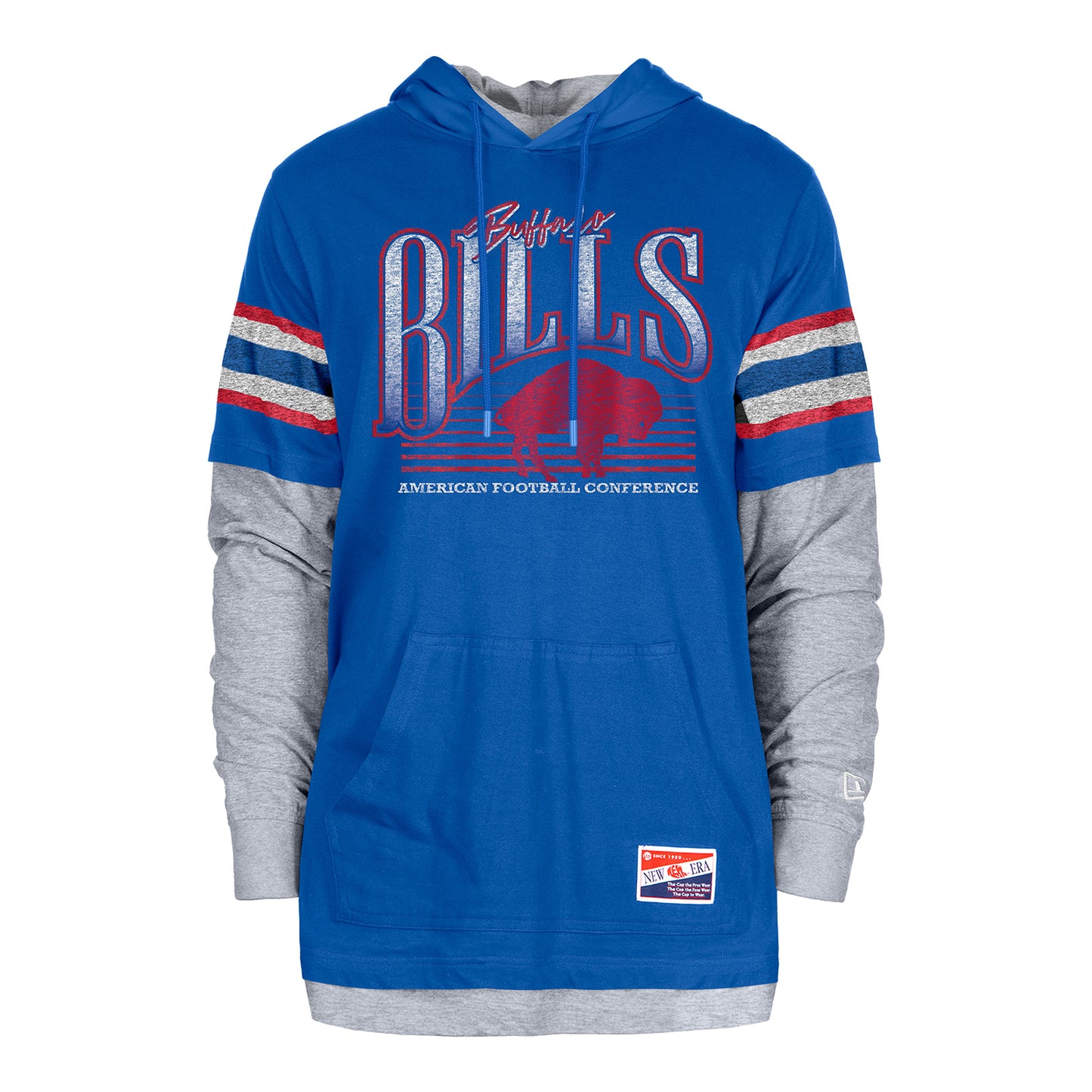 New Era Bills Layered Hoodie In Blue - Front View