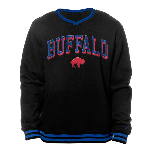 New Era Bills Crossover Crew Neck In Black - Front View