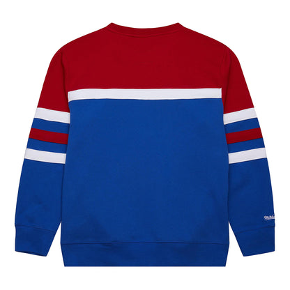 Buffalo Bills Mitchell & Ness Men's Head Coaches Fleece Crewneck In Blue - Back View