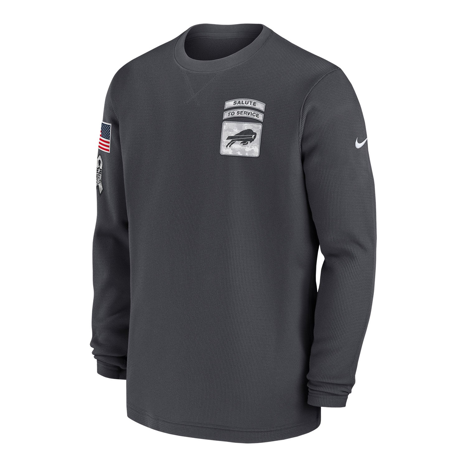 Buffalo Bills Nike Salute to Service Crewneck Sweatshirt In Grey - Front View